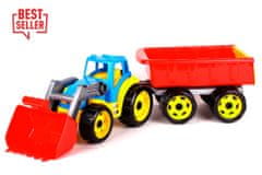 Lean-toys Traktorový buldozér s lyžicovým prívesom modrý 3688