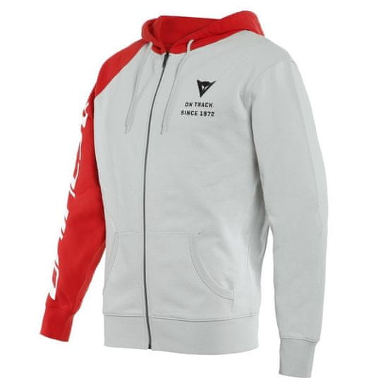 Dainese PADDOCK FULL-ZIP HOODIE pánska mikina šedá/červená