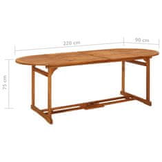 Petromila vidaXL Záhradný jedálenský stôl 220x90x75 cm masívne akáciové drevo