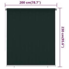 Vidaxl Vonkajšia zatemňovacia roleta 200x230 cm tmavozelená HDPE