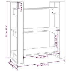 Vidaxl Knižnica/deliaca stena sivá 80x35x91 cm masívna borovica