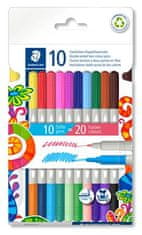 Staedtler Fixy "3280", 20 rôznych farieb, sada, 1-3 mm, obojstranné, vyprateľné, 3280 C10