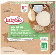 Babybio ryžová kaša s broskyňou a hruškou 4x85 g