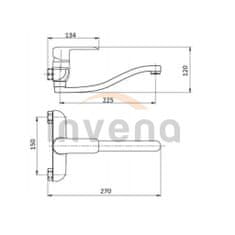 Invena Siros, nástenná drezová batéria, čierna matná, BC-90-004-A