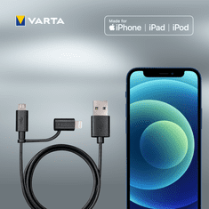 VARTA 2in1 Charge & Sync Cable MicroUSB + Lightning 57943101401