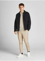 Jack&Jones Béžový pánsky melírovaný basic sveter Jack & Jones Emil XS