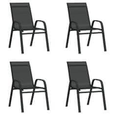 Petromila vidaXL Stohovateľné záhradné stoličky 4 ks čierne textilénová látka