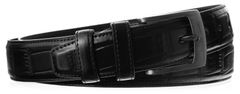Inny Unisex, čierny kožený opasok so vzorom imitujúcim krokodíliu kožu 105