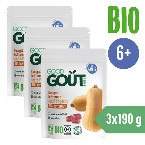 Good Gout BIO Maslová tekvica s jahňacím mäsom 3x 190 g