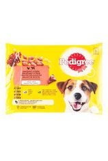 Pedigree vrecko Adult hovädzie/hydinové v želé 4x100g