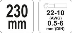 YATO Kliešte konektorové 230mm, 22-10 (AWG), 0,5-6,00mm2