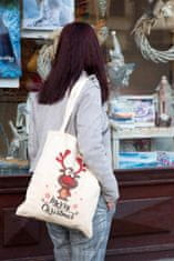 NEW BABY Bavlnená nákupná taška prírodná s potlačou Merry Christmas
