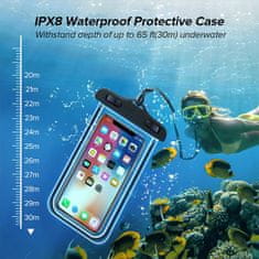 Netscroll Univerzálny vodotesný obal na telefón, vodotesná taška na telefón, vodotesný obal na smartfóny, nepriepustný a odolný, pre sladkú a slanú vodu, ochrana do 30m hĺbky, AquaBag