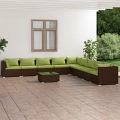 Petromila vidaXL 10-dielna záhradná sedacia súprava s vankúšmi polyratan hnedá