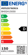 ACA Lightning LED High Bay BHIGH 150W/230V/5000K/25000Lm/90°/IP66/IK08/Dim 1-10V