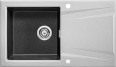 Deante Prime, granitovo-nerezový drez 860x500x220 mm, 3,5" + priestorovo úsporný sifón, 1-komorový, šedá-grafitová, ZSR_S11G