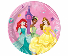 Procos Papierové taniere Disney Princess Ariel,Tiana a Bella - 8 ks / 19,5 cm
