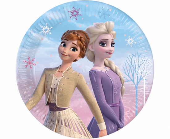 Procos Papierové taniere Frozen Anna a Elsa - 8 ks / 23 cm