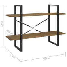 Vidaxl Knižnica s 2 policami hnedá 100x30x70 cm masívna borovica