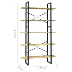 Vidaxl 5-poschodová knižnica 100x30x175 cm borovicové drevo
