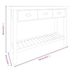 Vidaxl Konzolový stolík, 110x35x80 cm, masívne jedľové drevo
