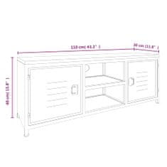 Vidaxl TV skrinka biela 110x30x40 cm železo a masívna jedľa