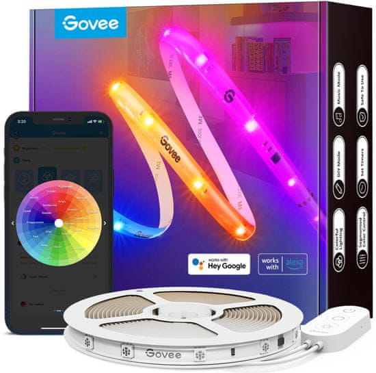 Govee WiFi Smart PRO LED pásik RGBIC, 10m - extra odolný