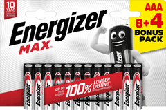 Energizer Max AAA alkalické batérie 8+4 12 ks (E303340900)