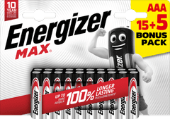 Energizer Max AAA alkalické batérie 15+5 20ks E303349400