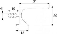 AKCES Narážacia úchytka UKW5 - RAL 9005 čierna matná s rozmermi Dĺžka: 168 mm