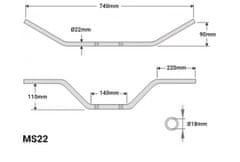 SEFIS MS22 unverzálna riadidlá 22mm - Farba riadidiel : Lesklá čierna