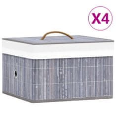 Greatstore Bambusové úložné boxy 4 ks sivé