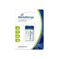 MediaRange NiMH Accu-nabíjacie vysokokapacitné, E-block/6HR6/HR22, 9V, 300mAh; MRBAT124