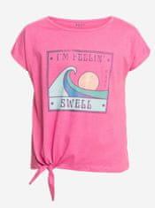 ROXY Ružové dievčenské tričko s uzlom Roxy Pura Playa 160