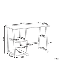 Beliani Písací stôl 100 x 50 cm zo svetlého dreva s čiernou GLENDORA