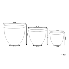 Beliani Sada kvetináčov hnedá 3 ks TESALIA