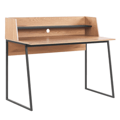 Beliani Písací stôl s policou 120 x 59 cm svetlé drevo/čierna GORUS