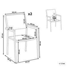 Beliani Sada dvoch bielych záhradných stoličiek z nerezovej ocele GROSSETO