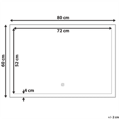 Beliani Obdĺžnikové zrkadlo LED 80 x 60 cm LED ADOUR