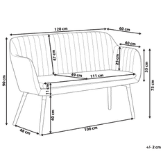 Beliani 2 miestna zamatová pohovka sivá TABY