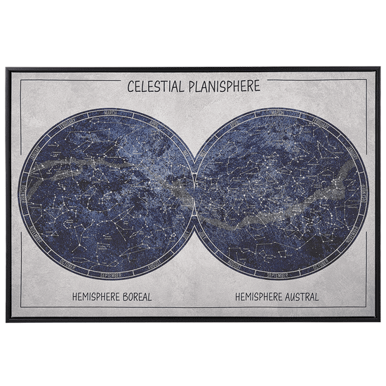 Beliani Zarámovaný obraz na plátne súhvezdie 63 x 93 cm modrý GRIZZANA