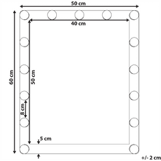 Beliani Kovové LED kozmetické zrkadlo na stenu 50 x 60 cm biele ODENAS