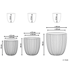 Beliani Sada kvetináčov z 3 sivých okrúhlych CHIOS