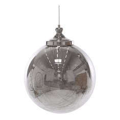 Beliani Sklenená závesná strieborná lampa veľká BENI