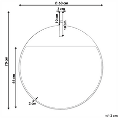 Beliani Nástenné zrkadlo so závesným popruhom ø 60 cm zlaté GURS