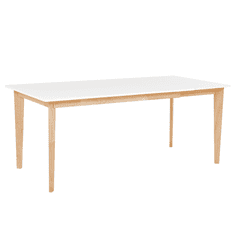 Beliani Jedálenský stôl rozkladací 140/180 x 90 cm biely so svetlým drevom SOLA