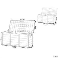 Beliani Záhradný úložný box 112 x 50 cm béžový s hnedým LOCARNO