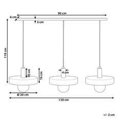 Beliani Závesná lampa 3 svetlá čierna / zlatá HARENA