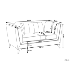 Beliani Elegantná sivá čalúnená pohovka pre 2 osoby GAULA