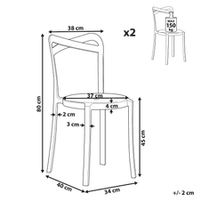Beliani Sada 2 jedálnych stoličiek plastových bielych CAMOGLI